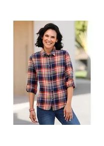 Flanellbluse Casual Looks Gr. 48, bunt (marine, terra, kariert) Damen Blusen