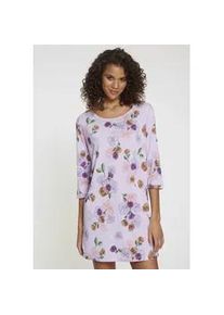 Nachthemd Vivance DREAMS, Damen, Gr. 32/34, N-Gr, grau (flieder gebl&uuml;mt), Single Jersey, Obermaterial: 50% Baumwolle, 50% Viskose, gebl&uuml;mt, Basic, loose fit kurz, U-Boot-Ausschnitt, Manschette, Kleider Nachthemd, mit Blumen-Druck