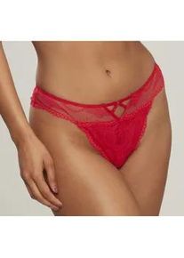 String Lascana Gr. 40/42, rot Damen Unterhosen mit extravagantem Zierdetail aus blumiger Spitze und feinem Mesh