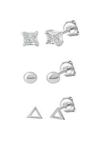 Paar Ohrstecker Celesta "925 Sterling Silber rhodiniert Zirkonia" Ohrringe Gr. ONE-SIZE, Silber 925 (Sterlingsilber), weiß (weiß, weiß) Damen