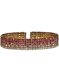 Armband Steuer "Strass-Armspange pink/rosa" Armbänder Gr. 18cm, Metall, gelb (gelb + rosa) Damen