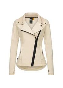 Sweatjacke Ragwear "Saskie", Damen, Gr. XL (42), beige (ecru), 95% Polyester, 5% Elasthan, figurumspielend h&uuml;ftlang, hoch geschlossener Ausschnitt, eng normaler Saum mit Daumenl&ouml;chern, Sweatjacken Sweatjacke, Modische Damen Kapuzenjacke mit kuschlig weichem Innenfutter
