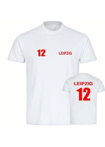 multifanshop Kinder T-Shirt - Leipzig - Trikot Nummer 12 - Druck rot - Kind