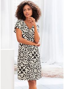 s.Oliver Sleepshirt mehrfarbig Gr. 32/34 für Damen. V-Ausschnitt und Allover-Druck. Bequem. Nachhaltig.