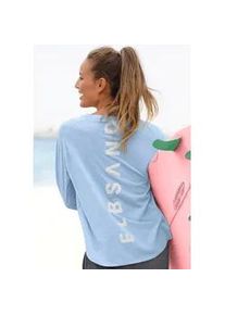 Longsleeve ELBSAND "Tira" Gr. M (38), blau Damen Shirts mit Logodruck hinten, Langarmshirt aus Baumwoll-Mix, sportlich-casual Bestseller