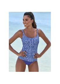 Tankini-Top ELBSAND "Letra" Gr. 44, Cup C/D, blau Damen Bikini-Oberteile mit tollem Wording