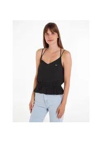 Blusentop Tommy Jeans "TJW ESSENTIAL STRAPPY TOP" Gr. M (38), schwarz Damen Blusen mit Tommy Jeans Logo