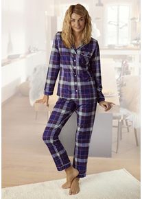 H.I.S. H.I.S Pyjama mehrfarbig Gr. 32 für Damen. V-Ausschnitt und Allover-Druck. Basic. Nachhaltig.