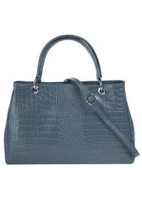 Henkeltasche CLUTY Gr. B/H/T: 34cm x 19cm x 10cm onesize, blau Damen Taschen echt Leder, Made in Italy