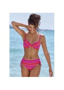 Bikini-Hose s.Oliver Gr. 40, N-Gr, pink (pink bedruckt) Damen Badehosen seitlich regulierbar und mit trendigem Streifen-Design