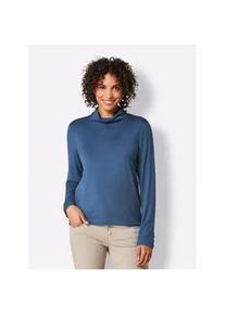 CRÉATION L Rollkragenshirt CREATION L PREMIUM "Lyocell-Shirt" Gr. 50, blau (jeansblau) Damen Shirts