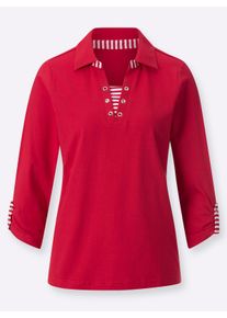 sheego Große Größen 3/4-Arm-Shirt in 2-in-1-Optik, kirschrot, Größe 48 - Damen