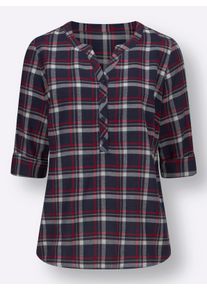 sheego Große Größen Karobluse mit krempelbaren Ärmeln, marine-rot-kariert, Größe 48 - Damen
