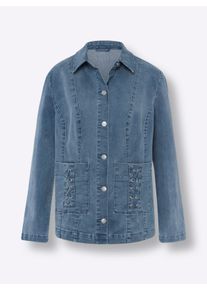 sheego Gro&szlig;e Gr&ouml;&szlig;en Jeansjacke mit optisch streckenden N&auml;hten, blue-bleached, Gr&ouml;&szlig;e 44 - Damen