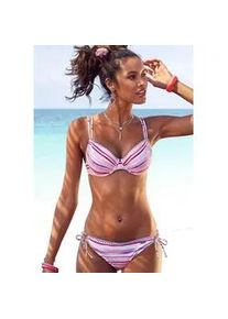 Bügel-Bikini Venice Beach Gr. 40, Cup E, rosa (lachs, bedruckt) Damen Bikini-Sets mit Häkelkanten