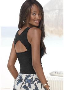s.Oliver Ripptanktop schwarz Gr. 32/34 für Damen. Mit Rundhals. Figurbetont. Nachhaltig.