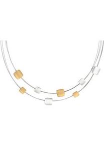 Collier Firetti "Schmuck Geschenk Halsschmuck Halskette Halsreif mehrreihig bicolor" Halsketten Gr. Edelstahl-Silber 925 (Sterlingsilber), L: 49cm B: 1mm, gelb (edelstahlfarben-silberfarben-gelbgoldfarben) Damen