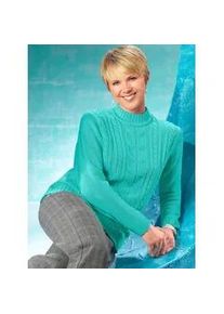 Stehkragenpullover Classic Basics "Pullover" Gr. 48, blau (türkis) Damen Pullover