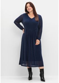 Große Größen Abendkleid mit Mesh und Effektgarn Gr. 44 blau von sheego für Damen
