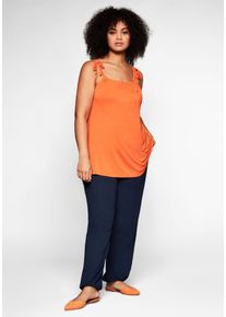 Große Größen Jerseyhose mit breitem Smokbund Gr. 52 blau von sheego für Damen