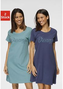 Vivance Dreams Sleepshirt mehrfarbig Gr. 32/34 für Damen. Rundhals und Druck. Basic. Nachhaltig.