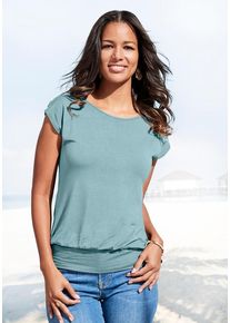 Lascana Longshirt 'mit breitem Bund' grün Gr. 32/34 für Damen. Mit Rundhals. Figurumspielend. Nachhaltig.