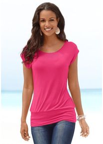 Lascana Longshirt 'mit breitem Bund' pink Gr. 32/34 für Damen. Mit Rundhals. Figurumspielend. Nachhaltig.