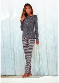 Vivance Dreams Pyjama mehrfarbig Gr. 32/34 für Damen. Rundhals und Allover-Druck. Normal