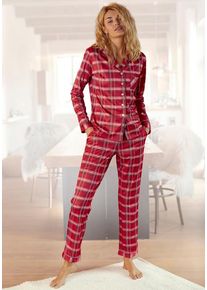 H.I.S. H.I.S Pyjama mehrfarbig Gr. 40 für Damen. V-Ausschnitt und Allover-Druck. Basic. Nachhaltig.