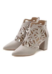 Lascana High-Heel-Stiefelette grau Gr. 36 für Damen. Mit Spitze