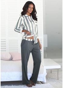 Vivance Dreams Pyjama mehrfarbig Gr. 32/34 für Damen. Mit Knöpfe. Klassisch. Nachhaltig.