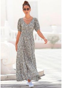 Vivance Maxikleid mehrfarbig Gr. 34 für Damen. Tiefer V-Ausschnitt und Allover-Druck. Figurbetont. Nachhaltig.