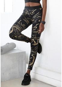 active by Lascana LASCANA ACTIVE Funktionsleggings mehrfarbig Gr. S (36/38) für Damen. Mit Print, Schriftzug. Figurbetont