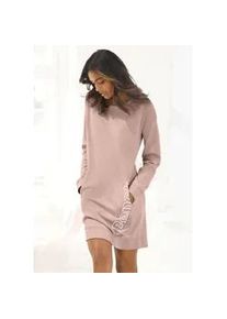 Sweatkleid BENCH. LOUNGEWEAR Gr. 48/50, N-Gr, beige (beige, weiß) Damen Kleider mit seitlichem Logoprint