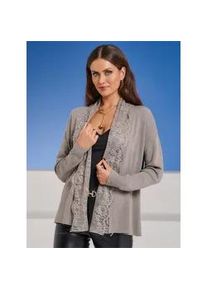 Cardigan Heine Gr. 38, grau (taupe) Damen Strickjacken