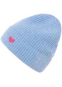 Beanie Zwillingsherz "Beanie mit Herz Aufnäher" blau (hellblau) Damen Mützen mit herzförmigem Detail