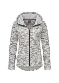 Kapuzenstrickjacke Ragwear "Lyshka Melange", Damen, Gr. 5XL (50), grau, Grobstrick, Obermaterial: 56% Baumwolle, 44% Polyester; Innenfutter: 100% Polyester, figurumspielend h&uuml;ftbedeckend, hoch geschlossener Ausschnitt, &Auml;rmel ohne &Auml;rmelschlitz abgesteppte Kante, Strickjacken, Kuschelige Kapuzenjacke in Strick-Optik