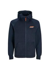 Jack & Jones Kapuzensweatjacke JACK & JONES "JJERIK SWEAT ZIP HOOD" Gr. XL, blau (navy blazer print:jack, jones) Herren Sweatjacken