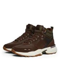 Keilsneaker Tommy Hilfiger "M RUNNER CORDURA HI LTH MIX" Gr. 42, braun (dunkelbraun kombiniert) Herren Schuhe Keilabsatz, Schnürboots, Schnürschuh mit gepolstertem Schaftrand