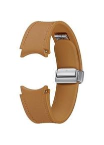 Samsung D-Buckle Hybrid Eco-Leather Armband Camel für Galaxy Watch 6 - Silber, Veganes Leder, Schweißresistent