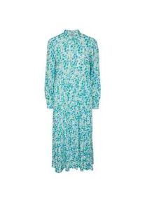 Maxikleid Y.A.S "YASALIRA LS LONG SHIRT DRESS S. NOOS" Gr. XL (42), N-Gr, grün (quiet green aop:fuzzy flower) Damen Kleider mit Volant