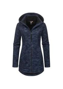 Longstrickjacke Ragwear "Leysha Melange" Gr. XXL (44), blau (navy) Damen Strickjacken Sportliche Kapuzenjacke in melierter Strick-Optik