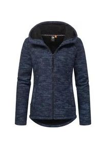 Kapuzenstrickjacke Ragwear "Lyshka Melange" Gr. S (36), blau (navy) Damen Strickjacken Kuschelige Kapuzenjacke in Strick-Optik