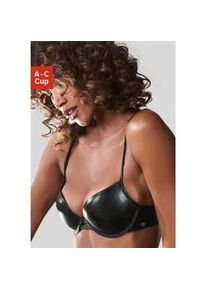 Push-up-BH JETTE Gr. 70, Cup C, schwarz Damen BHs Push-up-BH Bügel-BH BH in Leder-Optik mit integrierten Kissen (Kunstleder), sexy Dessous