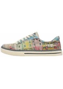 Sneaker DOGO "Damen Burano Island Vegan Damen / female" Gr. 39, Normalschaft, bunt (natur) Damen Schuhe Schnürschuh Skaterschuh Sneaker low Vegan