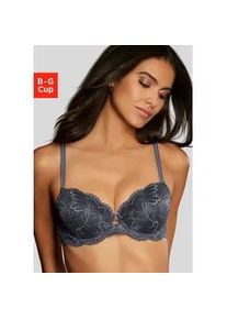 Schalen-BH Lascana "Antonella" Gr. 90, Cup E, blau (blaugrau) Damen BHs aus eleganter Spitze mit Glitzeraccessoire, sexy Dessous