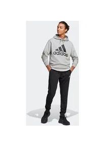 Trainingsanzug Adidas SPORTSWEAR "BIG LOGO TERRY" Gr. XXL, grau (medium heather, schwarz, weiß) Herren Sportanzüge