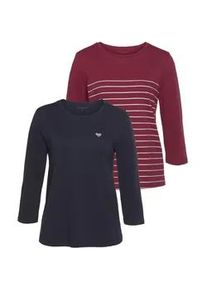 3/4-Arm-Shirt Tom Tailor Gr. XS (32), bunt (navy, bordeaux-geringelt) Damen Shirts im Doppel - immer Ringel + uni