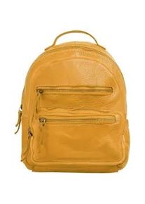 Cityrucksack CLUTY, Damen, Gr. B/H/T: 27cm x 24cm x 6cm, onesize, gelb, Leder, Rindsleder, unifarben, Rucks&auml;cke Cityrucksack, echt Leder, Made in Italy