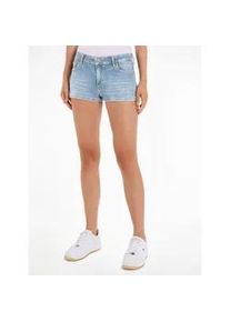 Shorts Tommy Jeans "HOT PANT BH0014" Gr. 31, N-Gr, blau (denim light) Damen Hosen mit leicht ausgefranstem Saum